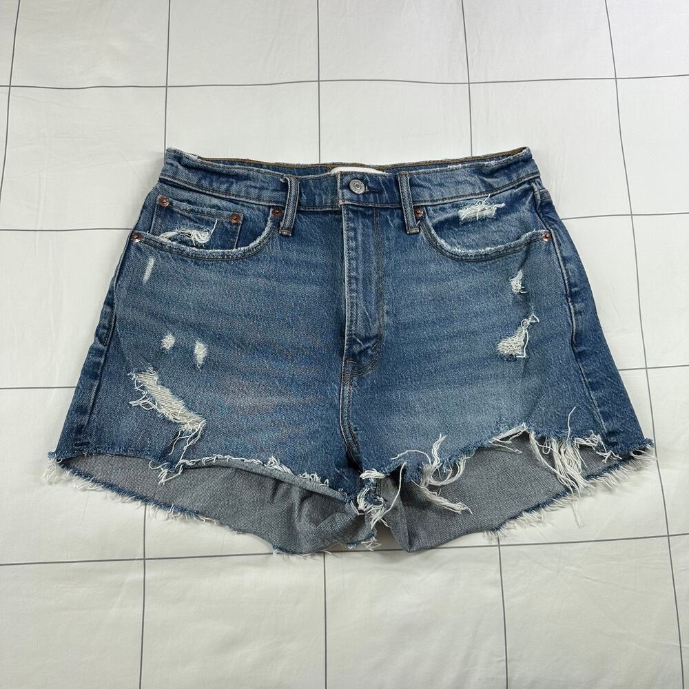 Abercrombie & Fitch Shorts Womens 28 Blue Curve Love Mom High Rise Denim Cut Off